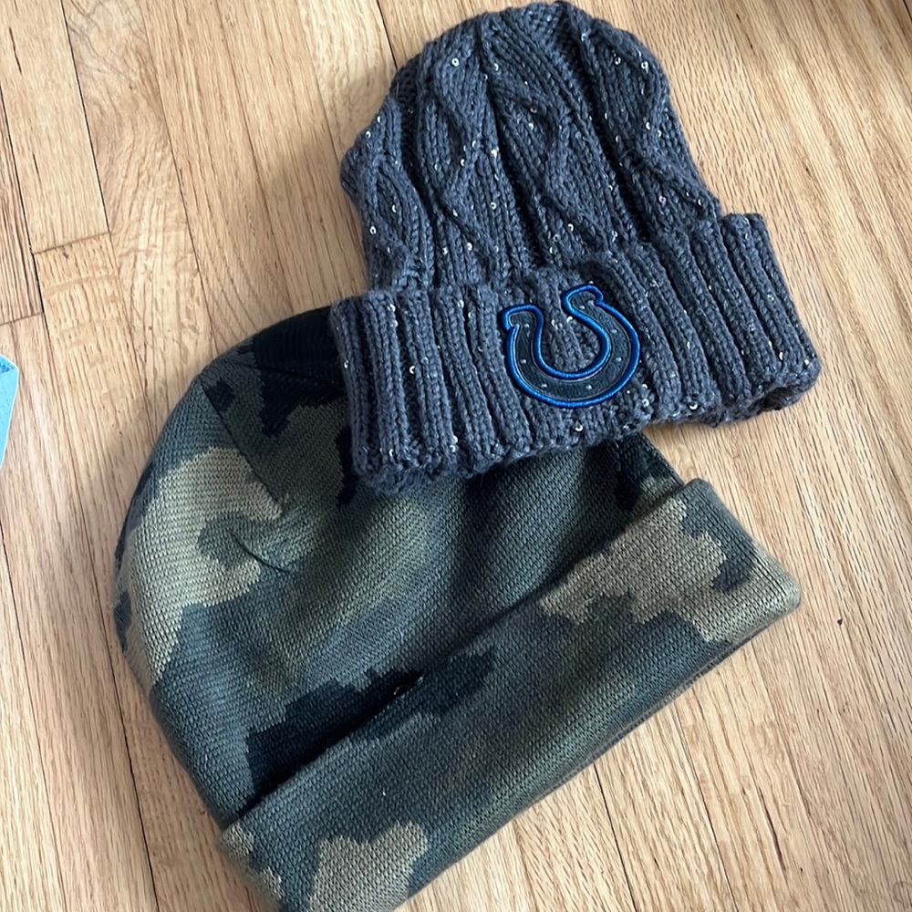 Colts beanie and camouflage beanie lot
